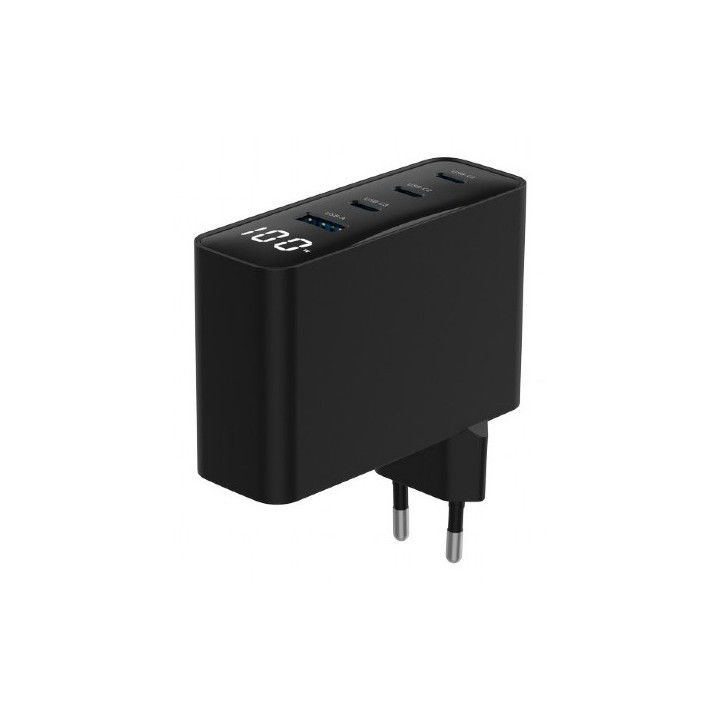 Gembird TA-UC-PDQC100LCD-01-BK carregador de dispositivos móveis Computador portátil, Smartphone Preto AC Carregamento rápido