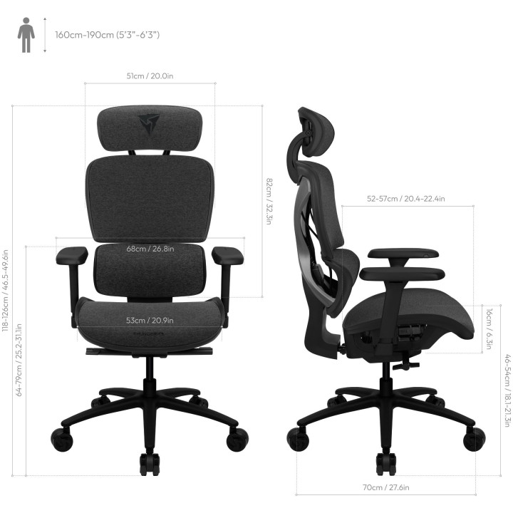 Cadeira Gaming Ergonomica ThunderX3 XTC - Loft Preto/Cinza