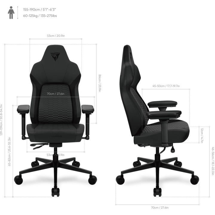Cadeira Gaming ThunderX3 Core Smart, Apoio lombar 180 graus - Racer