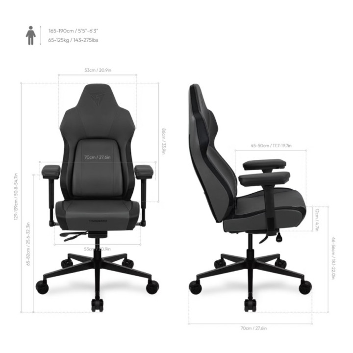 Cadeira Gaming ThunderX3 Core Smart, Apoio lombar 180 graus - Modern Black