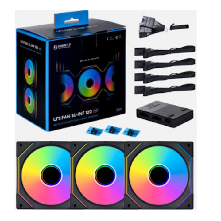 Ventoinha Lian Li UNI FAN SL120 Infinity RGB Reverse Blade PWM Preto