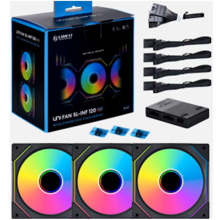 Ventoinha Lian Li UNI FAN SL120 Infinity Wireless RGB PWM Preto 120mm