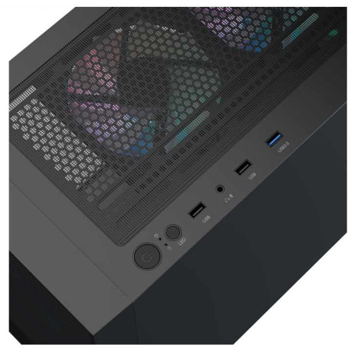 Caixa ATX Aerocool B508A Flow ARGB Vidro Temperado Preta