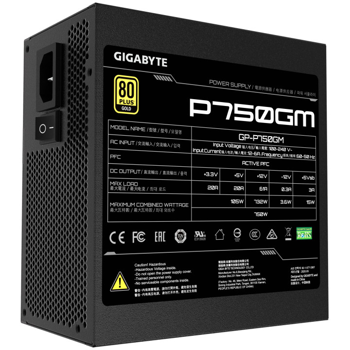 GIGABYTE P750GM fonte de alimentação 750 W 20+4 pin ATX ATX Preto