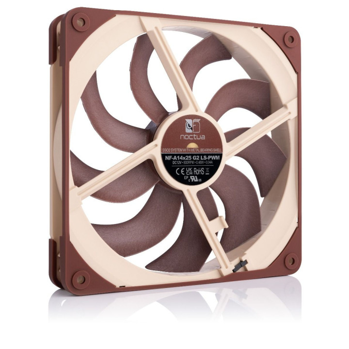 Noctua NF-A14X25 G2 LS-PWM Sistema de Arrefecimento de Computador Caixa de computador Arrefecimento a ar 14 cm Bege, Castanho 1