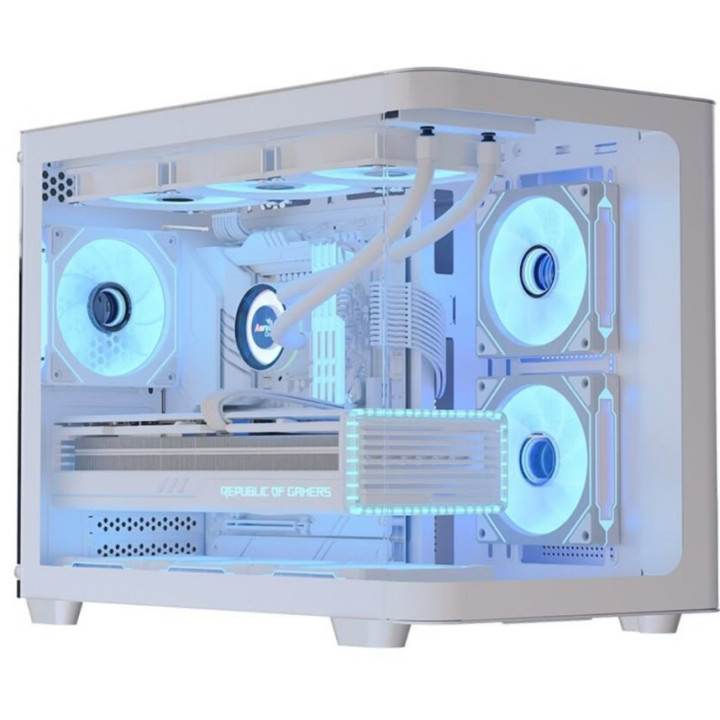 Caixa Micro-ATX Aerocool P300C ARGB Vidro Temperado Branco