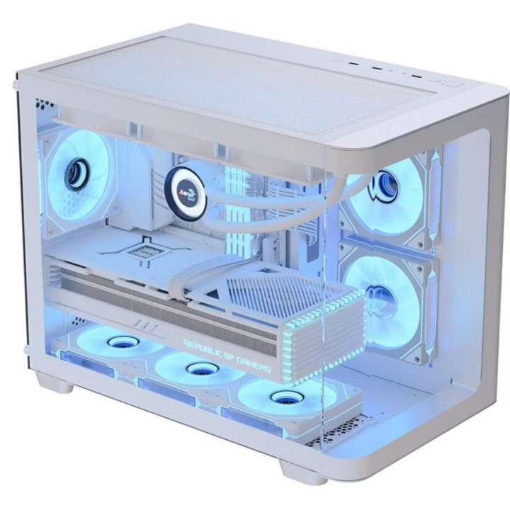 Caixa Micro-ATX Aerocool P300C ARGB Vidro Temperado Branco