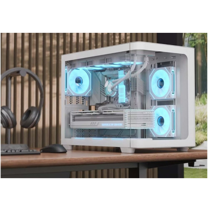 Caixa Micro-ATX Aerocool P300C ARGB Vidro Temperado Branco