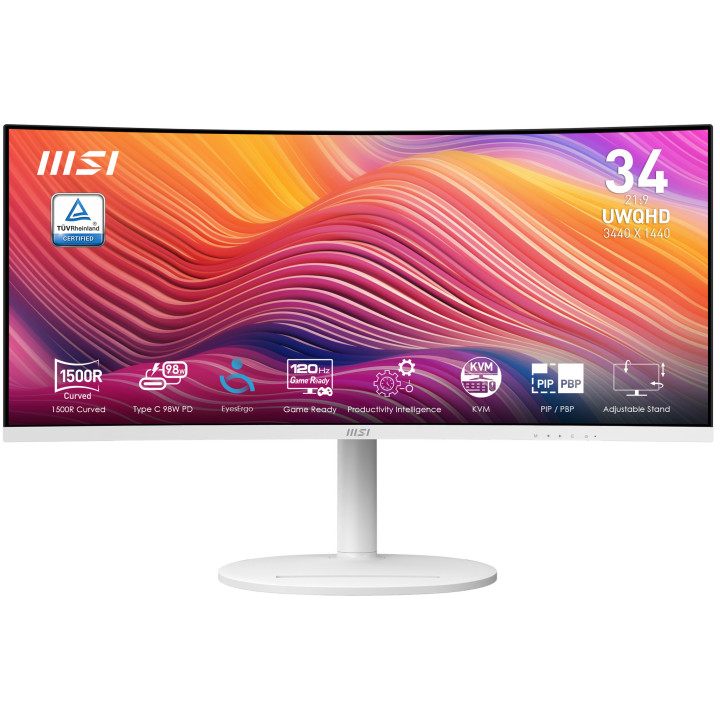 MSI Modern MD342CQPW monitor de ecrã 86,4 cm (34") 3440 x 1440 pixels UltraWide Quad HD Branco