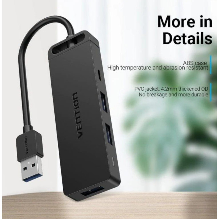 Docking USB 3.0 Vention 3x USB 1x MicroUSB PD 1xLeitor cartões Preta