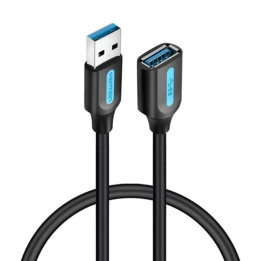 Cabo extensão USB 3.0 Vention USB A M/F 5Gbps 1.5m Preto
