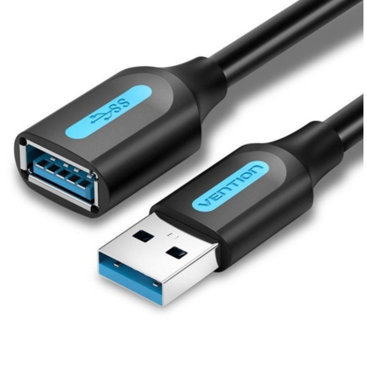 Cabo extensão USB 3.0 Vention USB A M/F 5Gbps 1.5m Preto