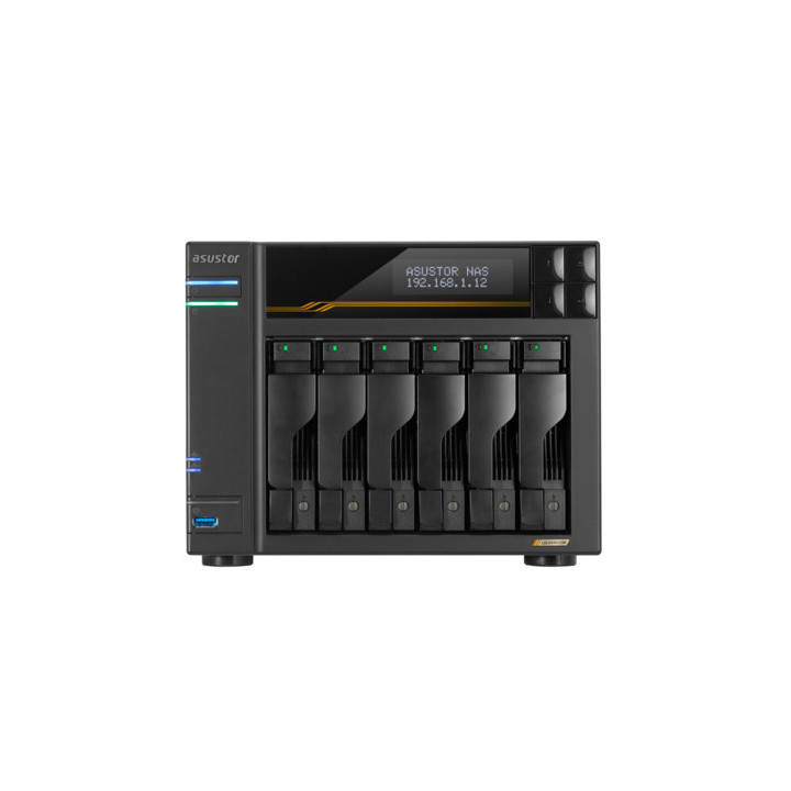 Asustor LOCKERSTOR 6 Gen3 (AS6806T) NAS PC AMD Ryzen V3C14 16 GB DDR5 ADM Preto