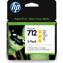 Tinteiro Original HP 712 DesignJet Amarelo 29ml 3 unidades