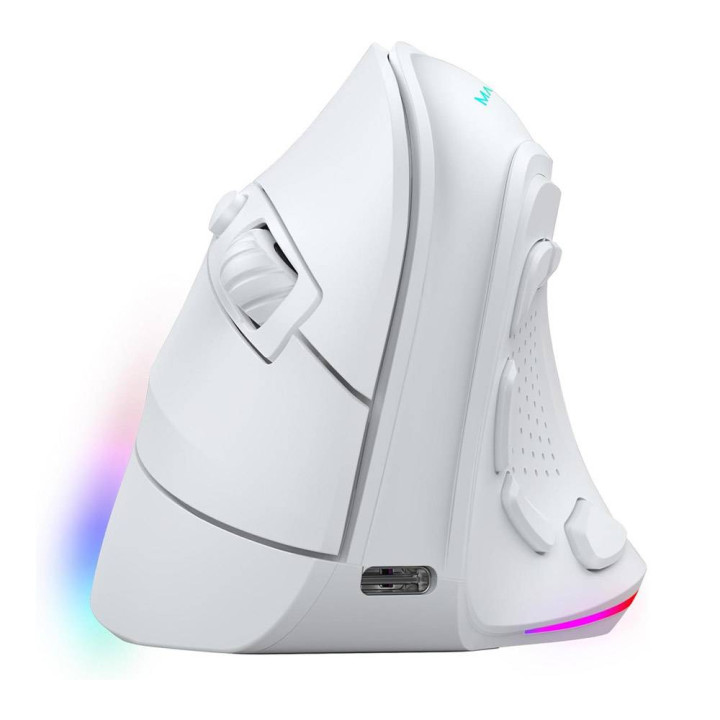 Rato Vertical Mars Gaming MMSKW RF Wireless + Bluetooth Ótico 8400 DPI Branco