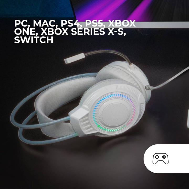 Headset Mars Gaming MH124 FRGB Branco