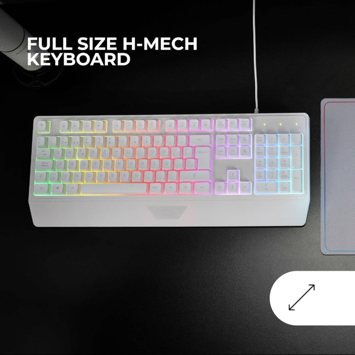 Teclado Mecânico Híbrido Mars Gaming MK124 FRGB PT H-Mech White