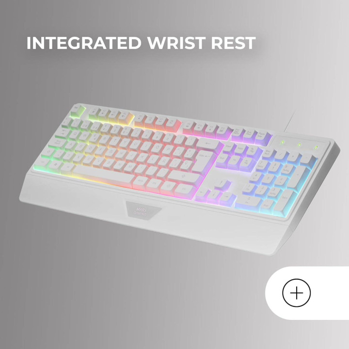 Teclado Mecânico Híbrido Mars Gaming MK124 FRGB PT H-Mech White