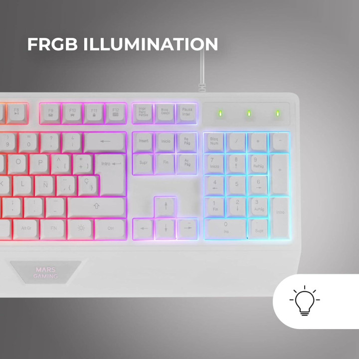 Teclado Mecânico Híbrido Mars Gaming MK124 FRGB PT H-Mech White