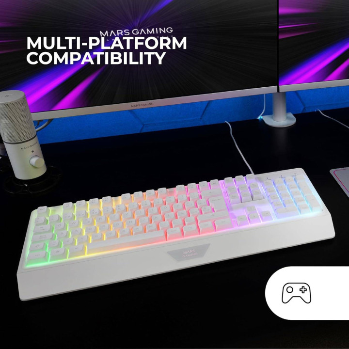 Teclado Mecânico Híbrido Mars Gaming MK124 FRGB PT H-Mech White