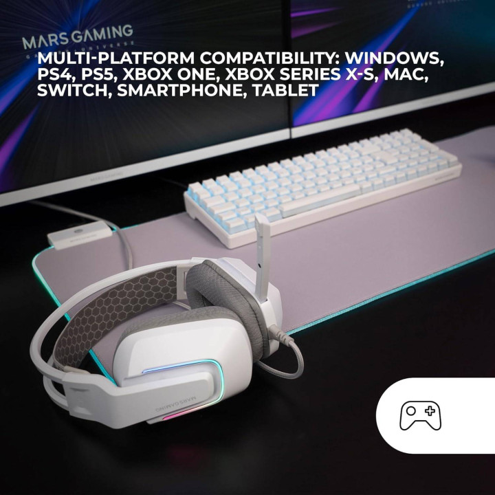 Headset Mars Gaming MH-STRIKE FRGB Branco