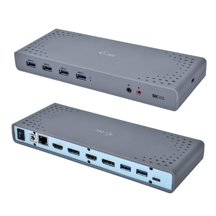 i-tec CADUAL4KDOCK base & duplicador de portas Com fios USB 3.2 Gen 1 (3.1 Gen 1) Type-C Preto, Turquesa