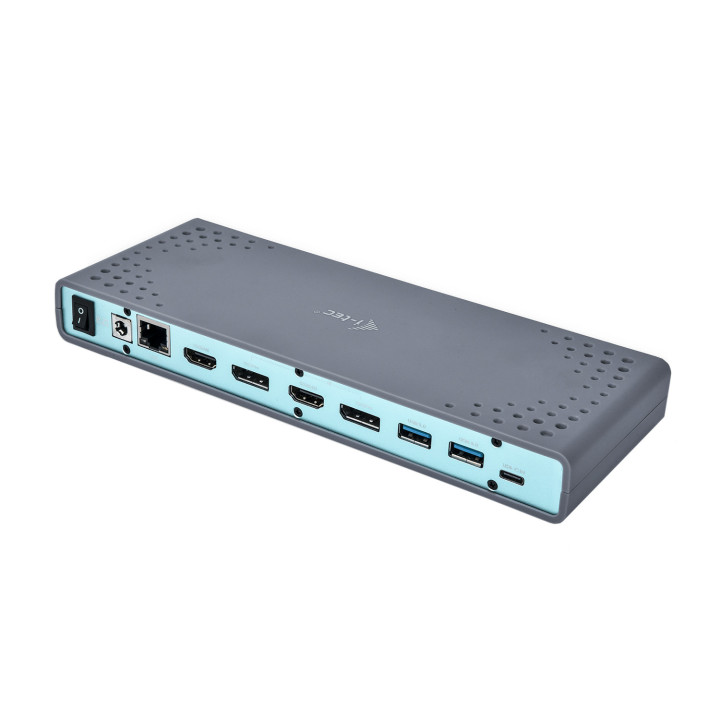 i-tec CADUAL4KDOCK base & duplicador de portas Com fios USB 3.2 Gen 1 (3.1 Gen 1) Type-C Preto, Turquesa