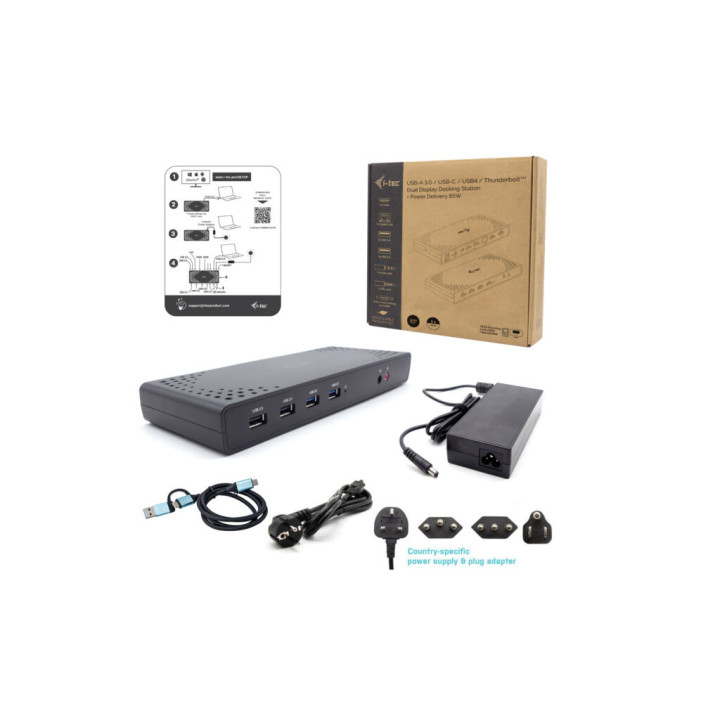 i-tec CADUALHDMIDOCKPD base & duplicador de portas Com fios USB 3.2 Gen 1 (3.1 Gen 1) Type-C Preto