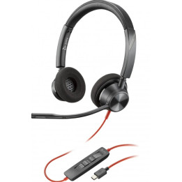 Headset Poly stereo Blackwire 3320 com USB-C + Adaptador USB-C/A