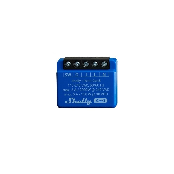 Shelly 1 Mini Gen3 Interruptor inteligente 1P Azul