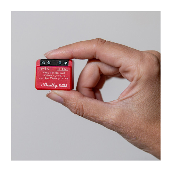 Shelly 1PM Mini Gen3 Interruptor inteligente 1P Vermelho