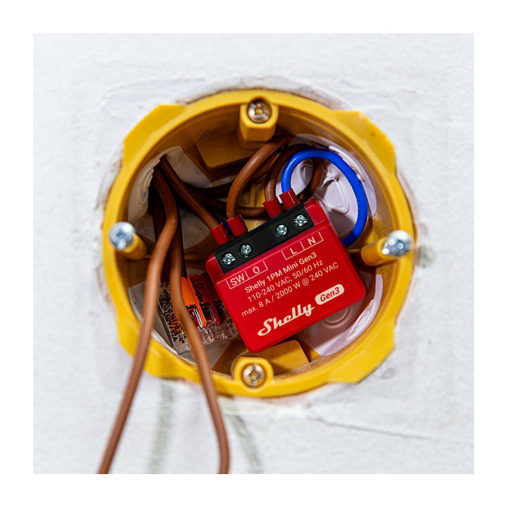 Shelly 1PM Mini Gen3 Interruptor inteligente 1P Vermelho