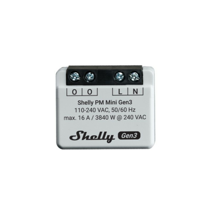 Shelly PM Mini Gen3 Interruptor inteligente 1P Cinzento