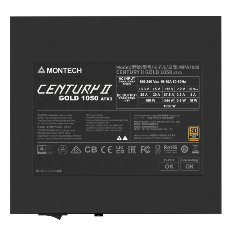 Fonte Modular Montech Century II 1050W 80 Plus Gold ATX 3.1