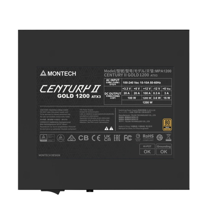 Fonte Modular Montech Century II 1200W 80 Plus Gold ATX 3.1