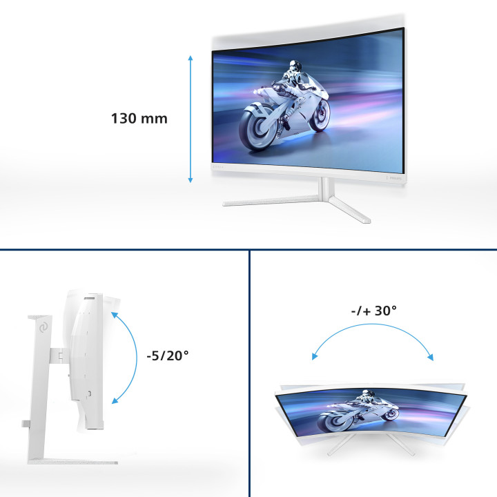 Philips Evnia 5000 32M2C5501 00 monitor de ecrã 80 cm (31.5") 2560 x 1440 pixels Quad HD LCD Branco