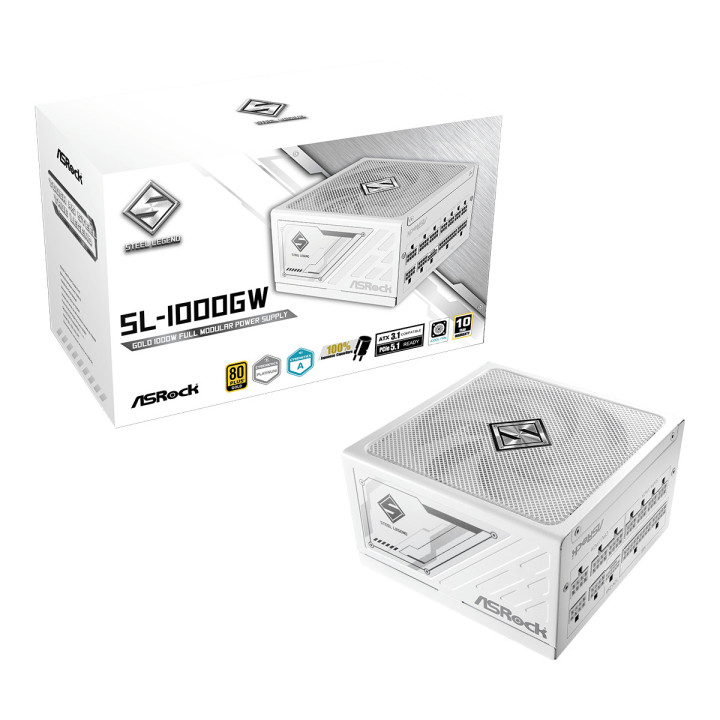 Asrock SL-1000GW Steel Legend fonte de alimentação 1000 W 20+4 pin ATX ATX Branco