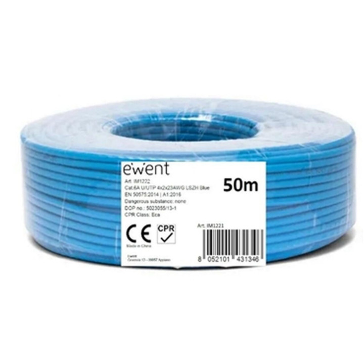 Bobina Ewent cabo de rede 50m Cat6a U/UTP (UTP) Azul