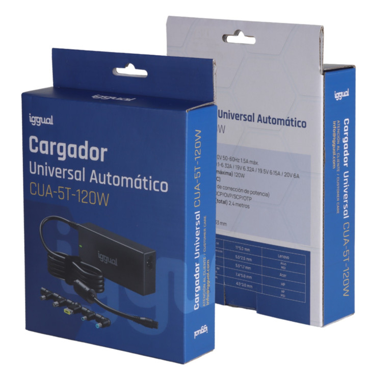 Carregador iggual CUA-5T-120W Universal Automático Preto