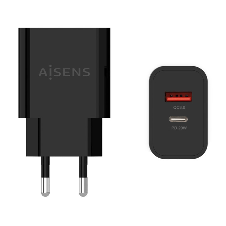 AISENS A110-0682 carregador de dispositivos móveis Câmara digital, Telemóvel, Computador portátil, Smartphone, Tablet Preto AC
