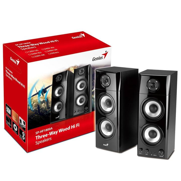 Colunas Genius SP-HF1800A Three-way speaker, 60 watts RMS Pretas