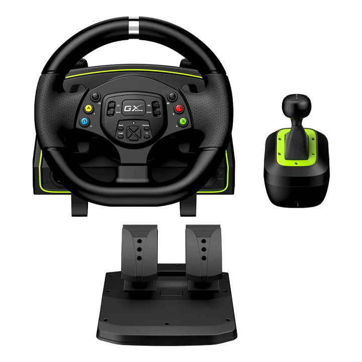 Genius SpeedMaster X2 Preto, Verde USB Volante + Pedais PC, PlayStation 4, Playstation 3, Xbox 360, Xbox One, Xbox Series X