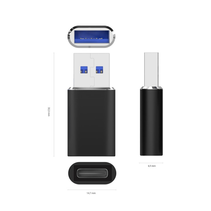 AISENS A108-0678 adaptador para cabos USB Type-C USB Type-A Preto