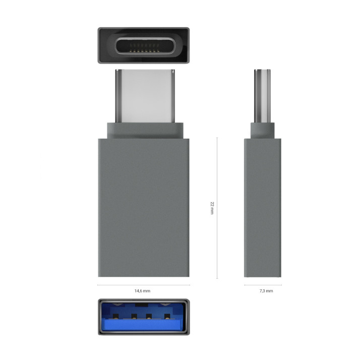AISENS A108-0718 adaptador para cabos USB-C USB-A Cinzento
