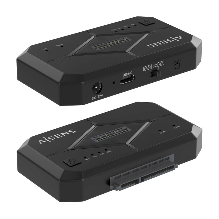 AISENS ASDS-M2SATA04B Docking Station para Discos Rígidos USB 3.2 Gen 1 (3.1 Gen 1) Type-C Preto