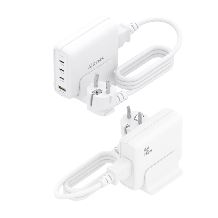 AISENS ASCH-140W4P055-W carregador de dispositivos móveis Universal Branco AC Carregamento rápido Interior