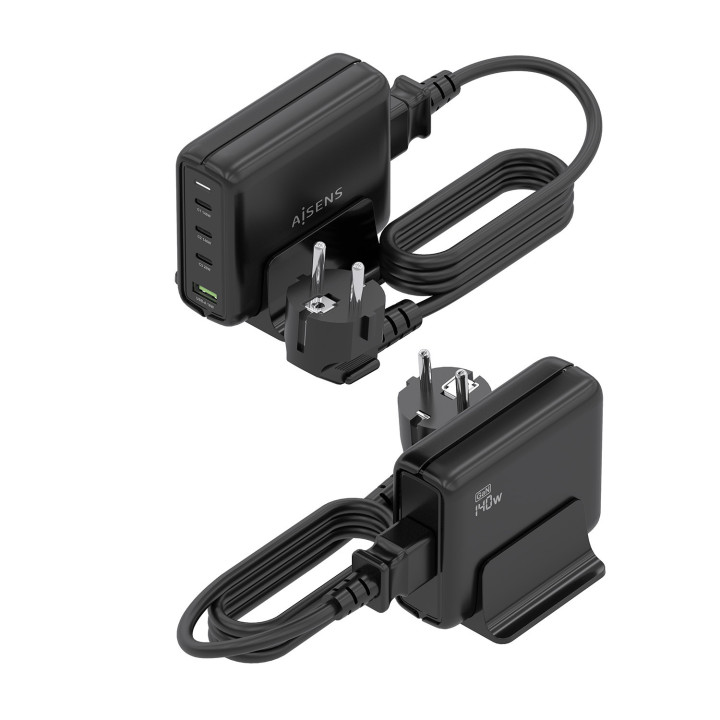 AISENS ASCH-140W4P056-BK carregador de dispositivos móveis Universal Preto AC Carregamento rápido Interior