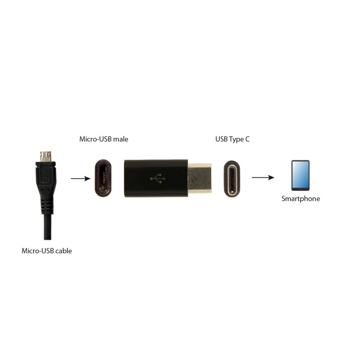 Gembird A-USB2-CMmF-01 USB Type-C Micro USB Preto