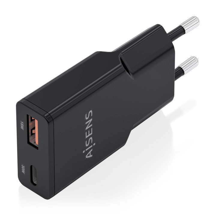 AISENS ASCH-30W2P047-BK carregador de dispositivos móveis Câmara digital, MP3, MP4, Telemóvel, Navigator, Computador portátil,