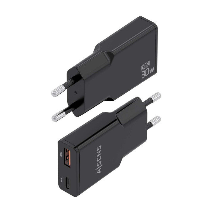 AISENS ASCH-30W2P047-BK carregador de dispositivos móveis Câmara digital, MP3, MP4, Telemóvel, Navigator, Computador portátil,